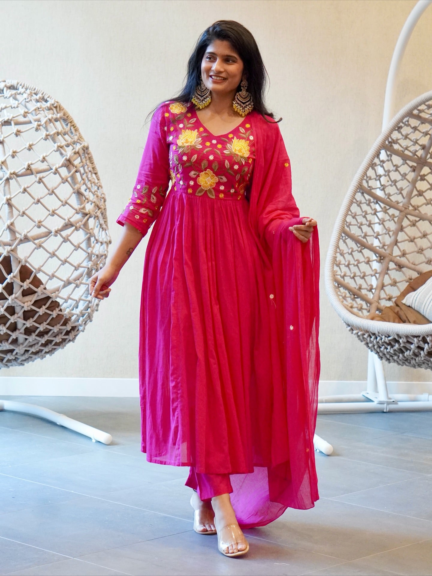 Hot Pink Anarkali Set