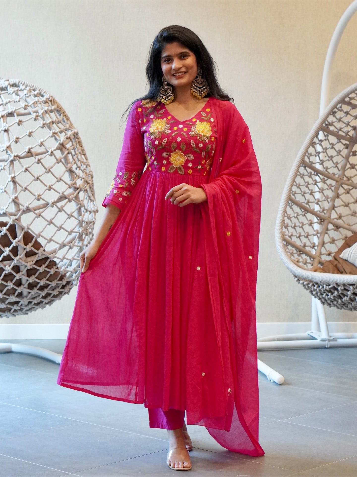 Hot Pink Anarkali Set