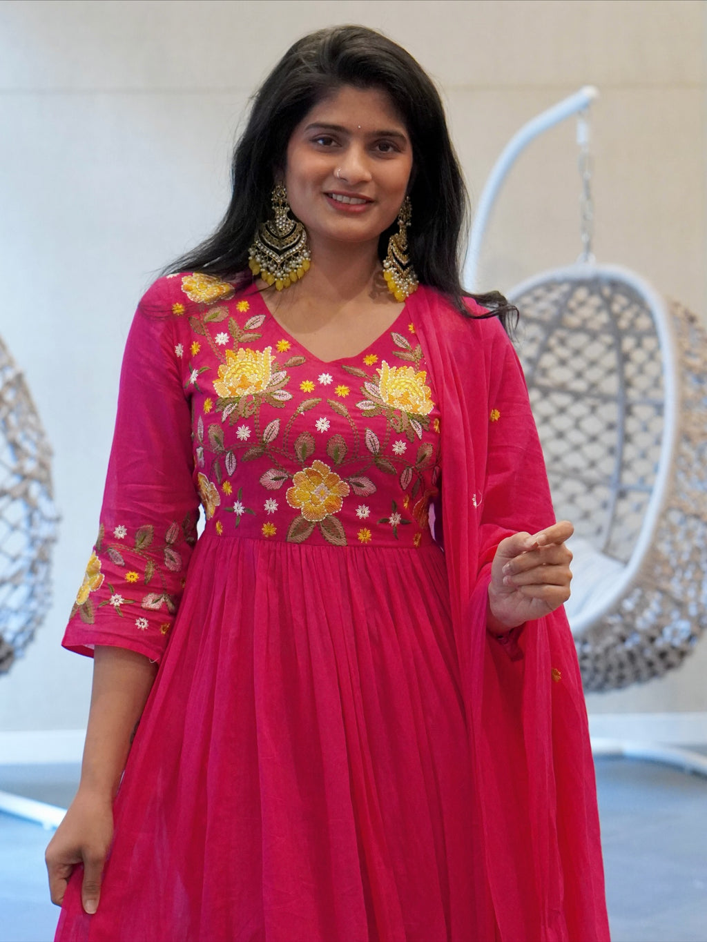 Hot Pink Anarkali Set