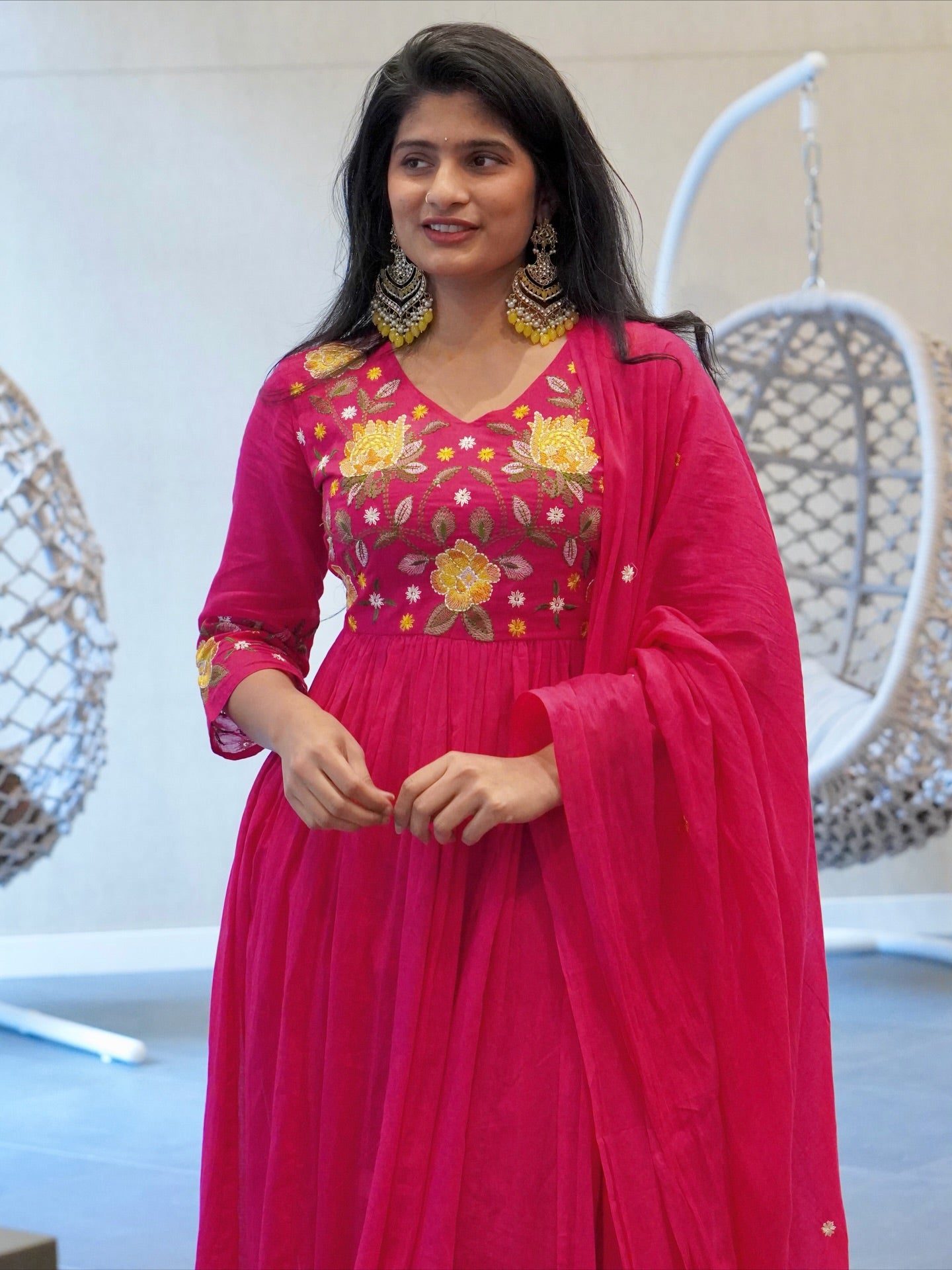 Hot Pink Anarkali Set