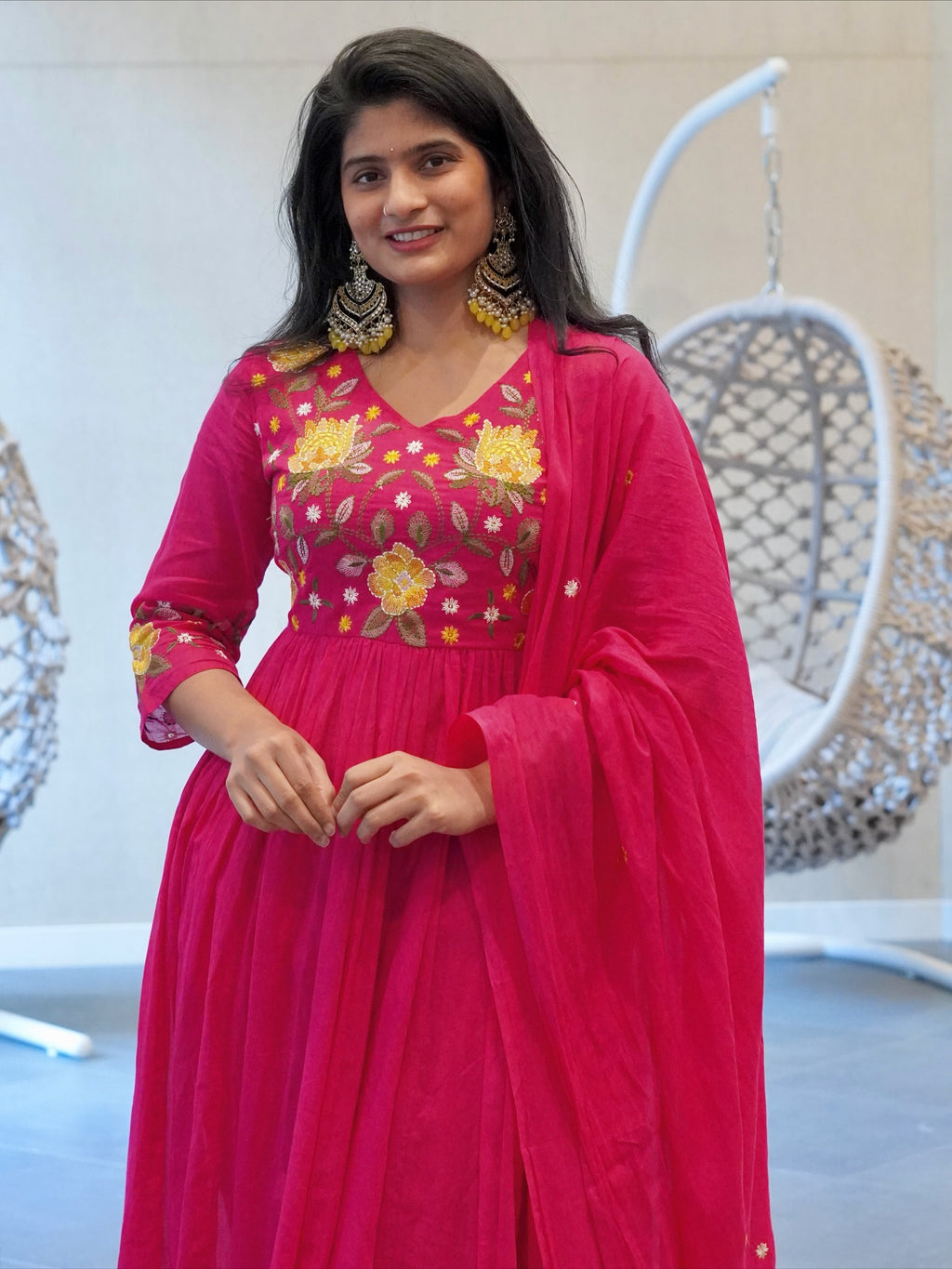 Hot Pink Anarkali Set
