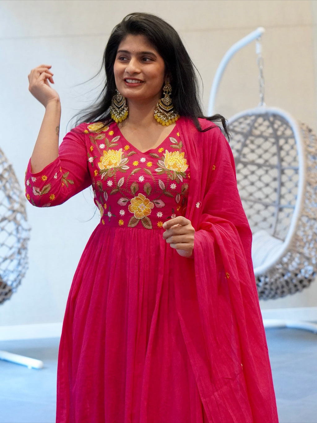 Hot Pink Anarkali Set