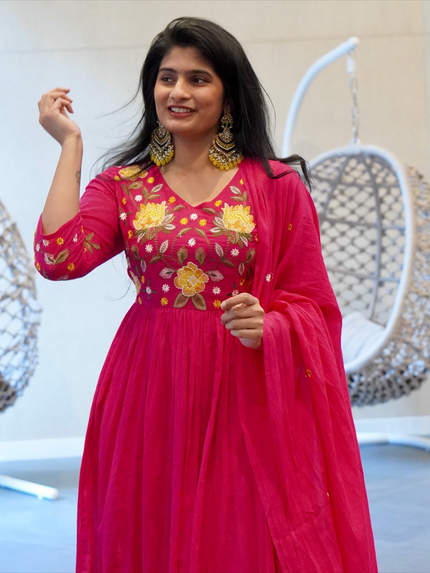 Hot Pink Anarkali Set