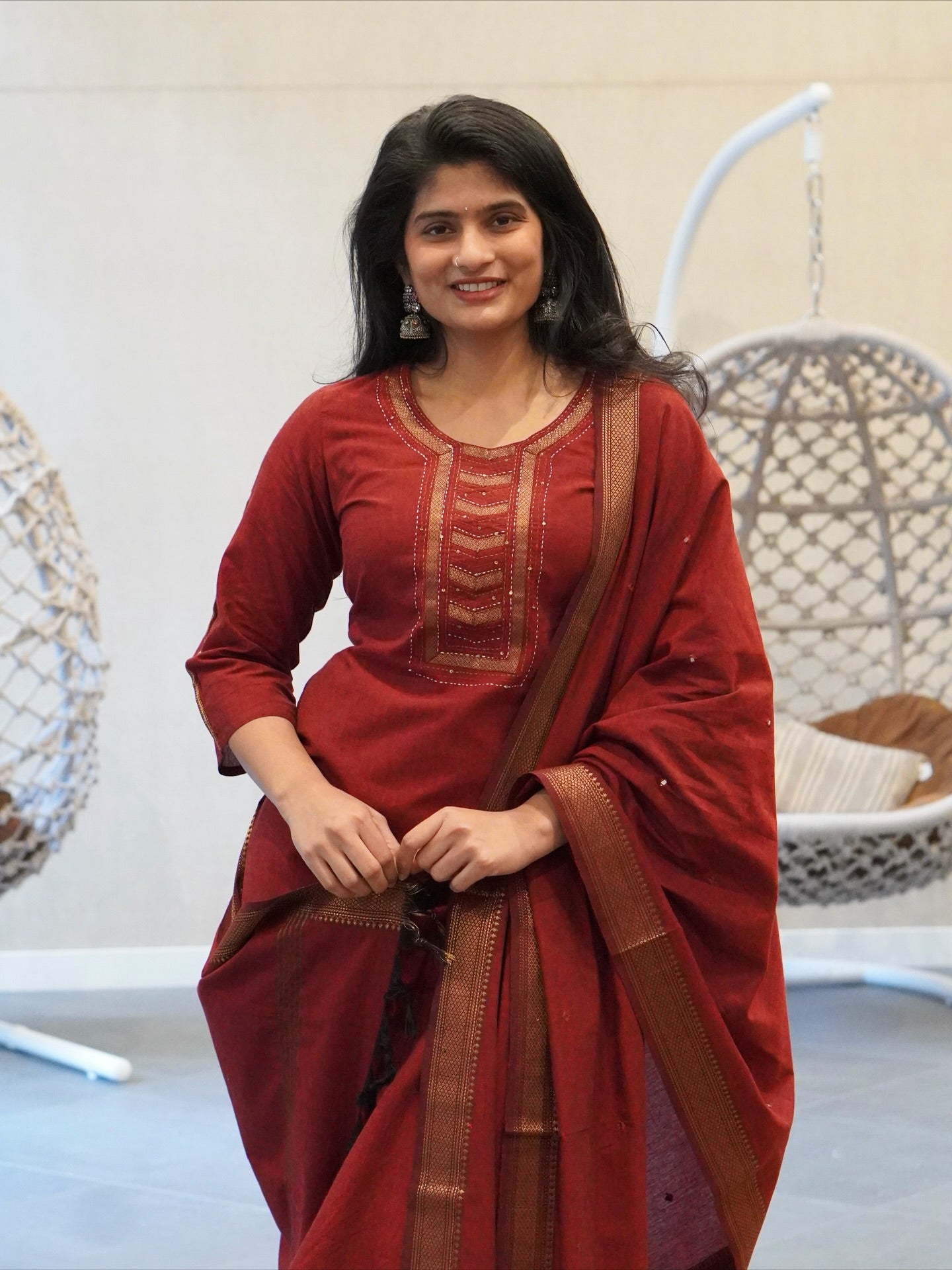 Maroon Kurta Set