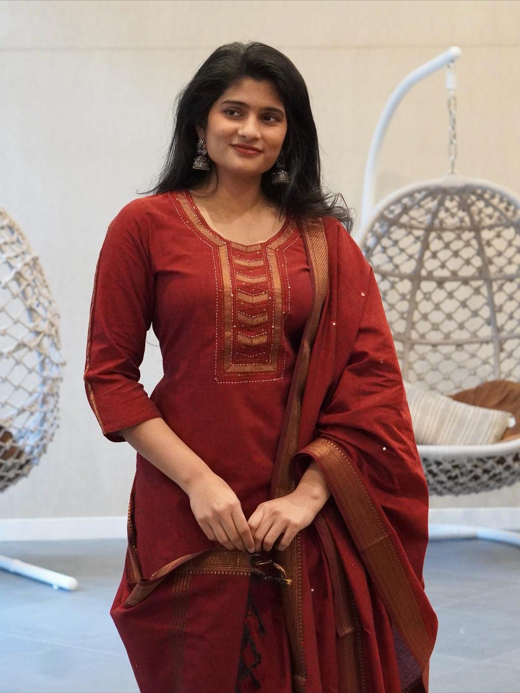 Maroon Kurta Set