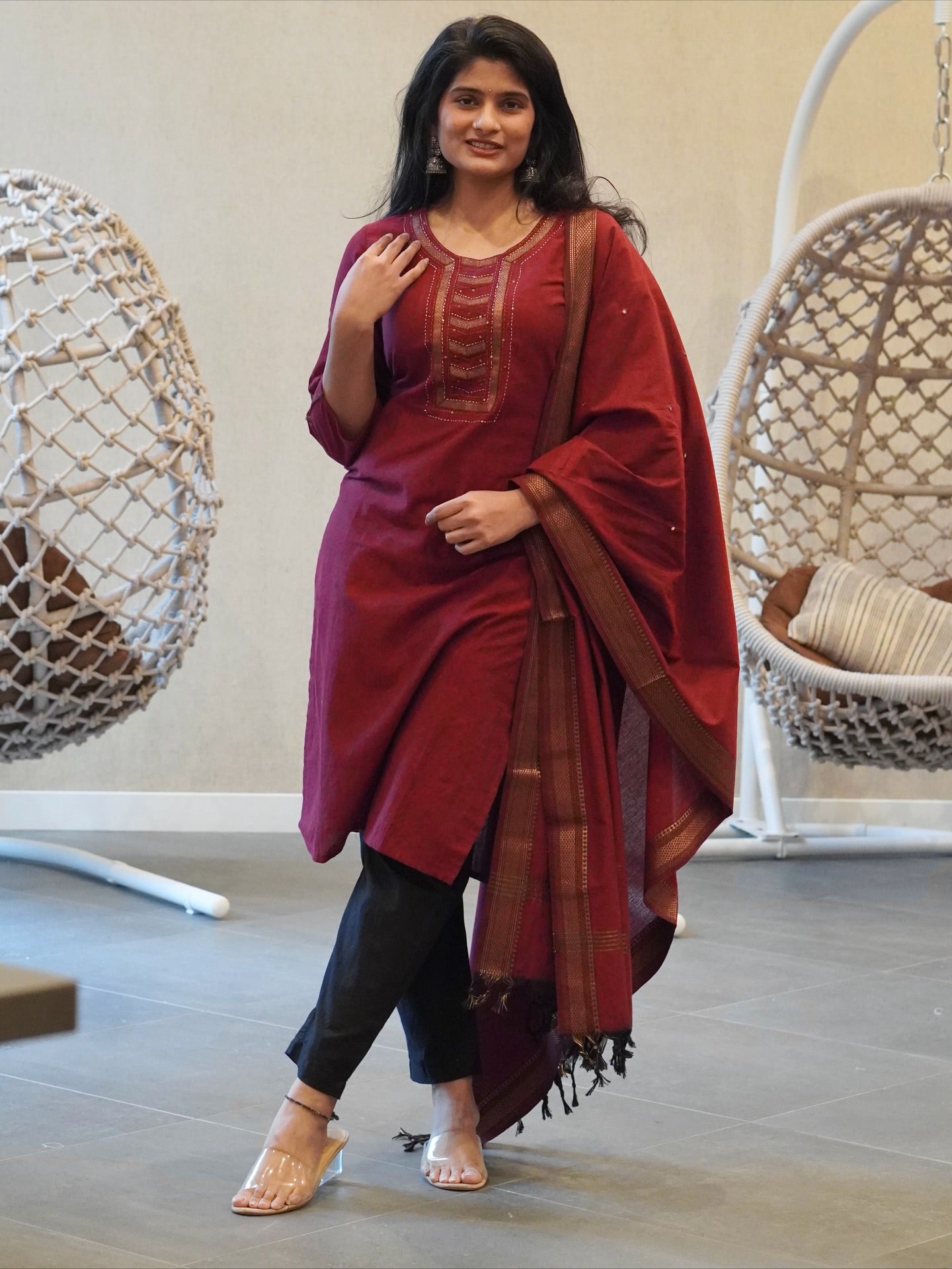Maroon Kurta Set