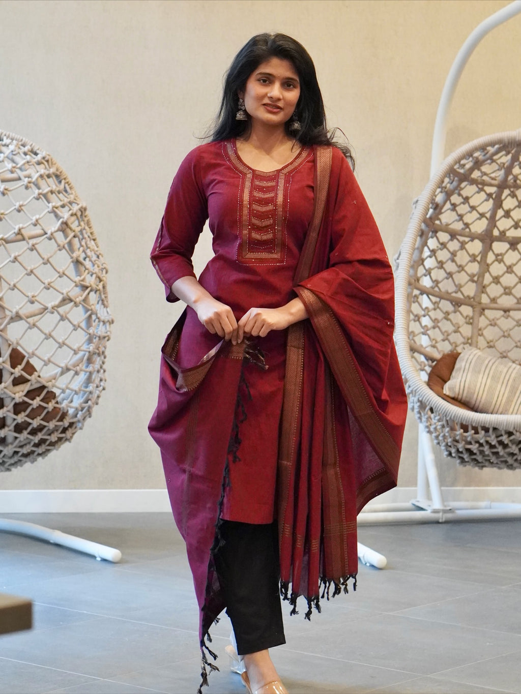 Maroon Kurta Set