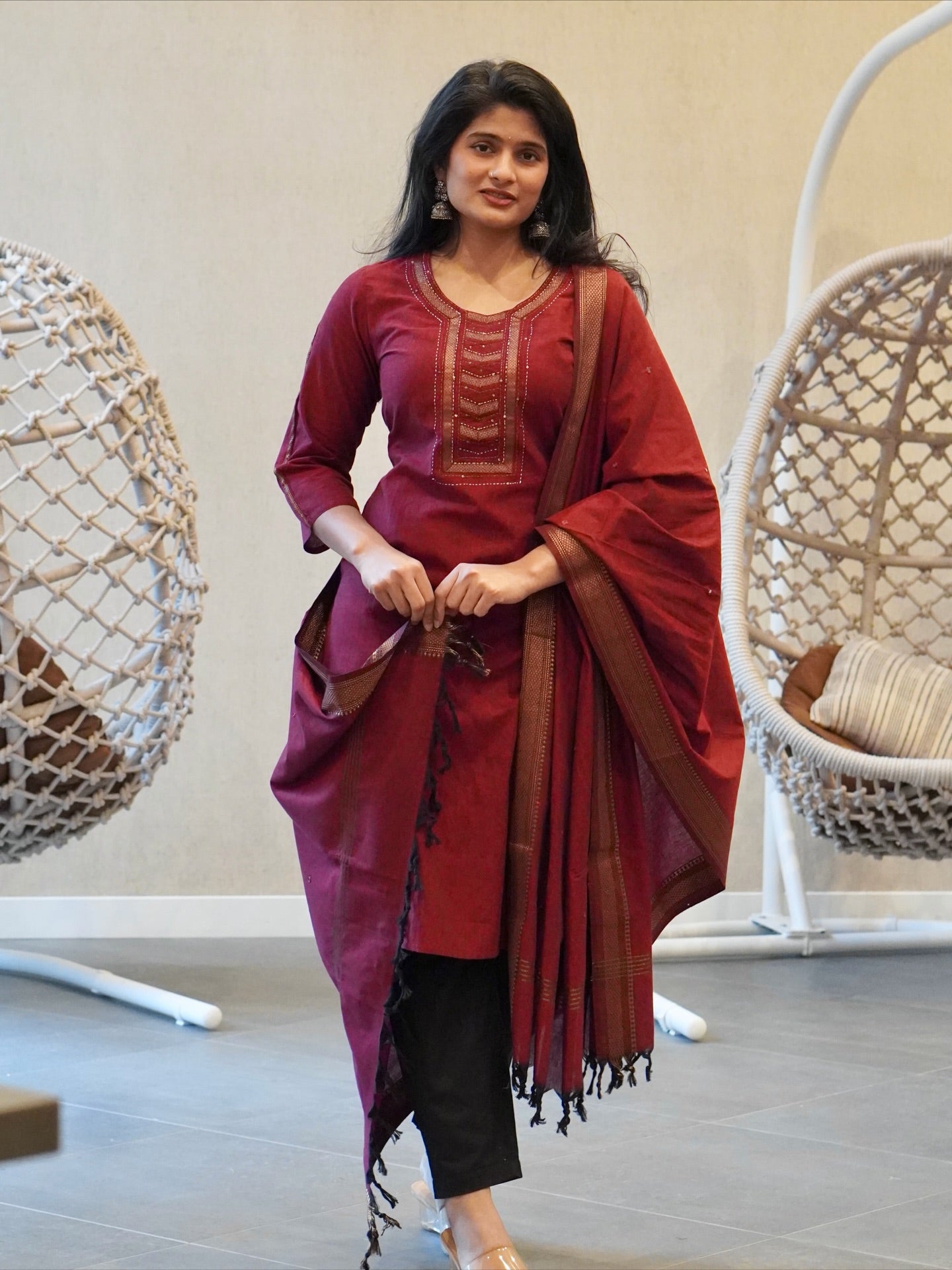 Maroon Kurta Set