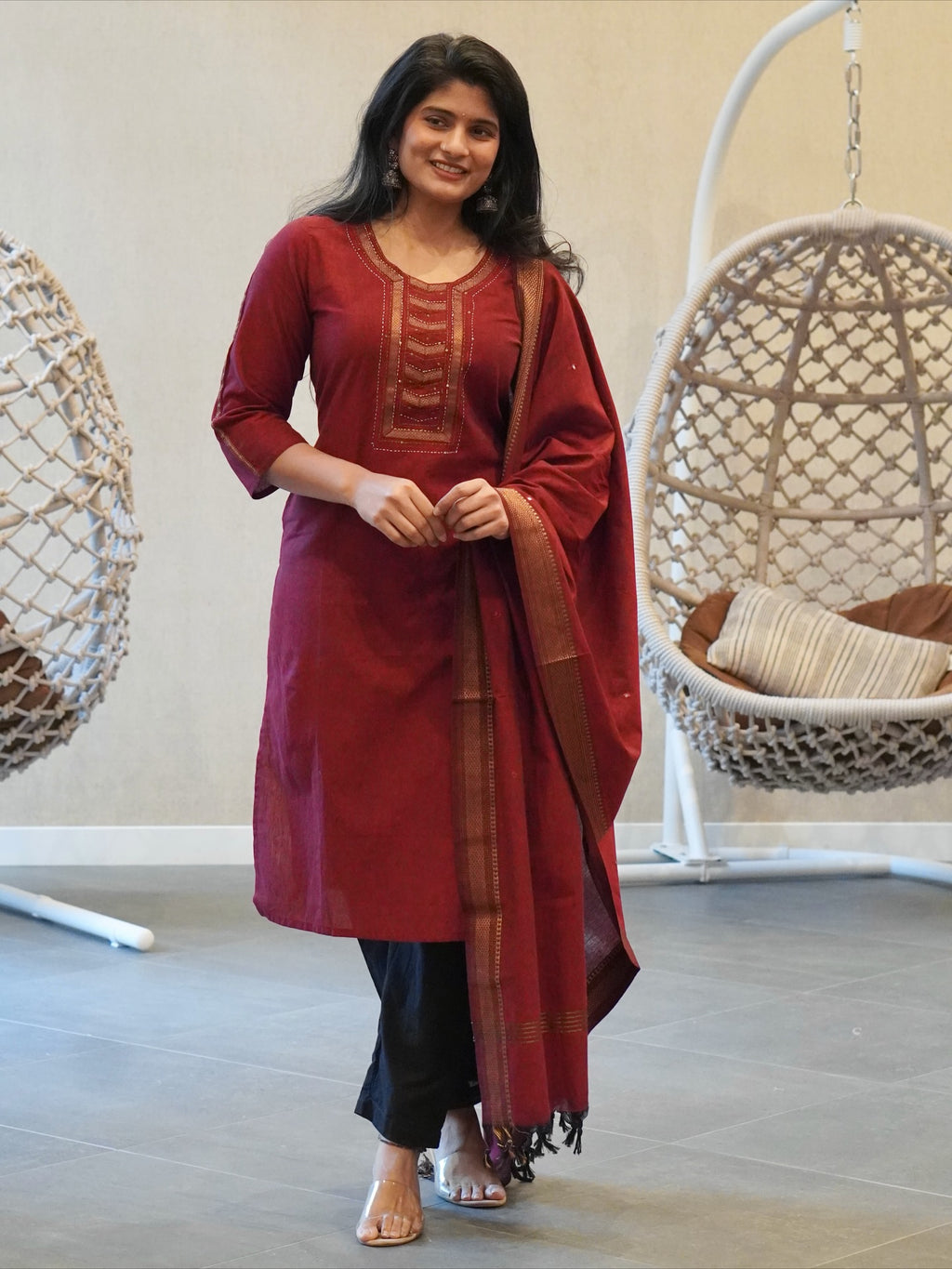 Maroon Kurta Set