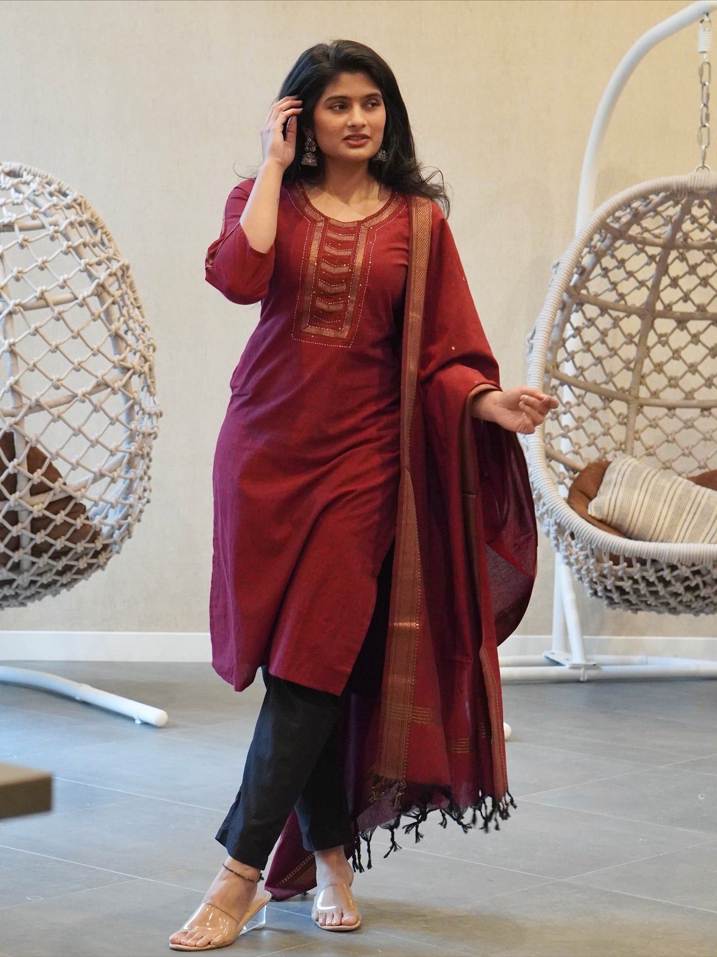 Maroon Kurta Set