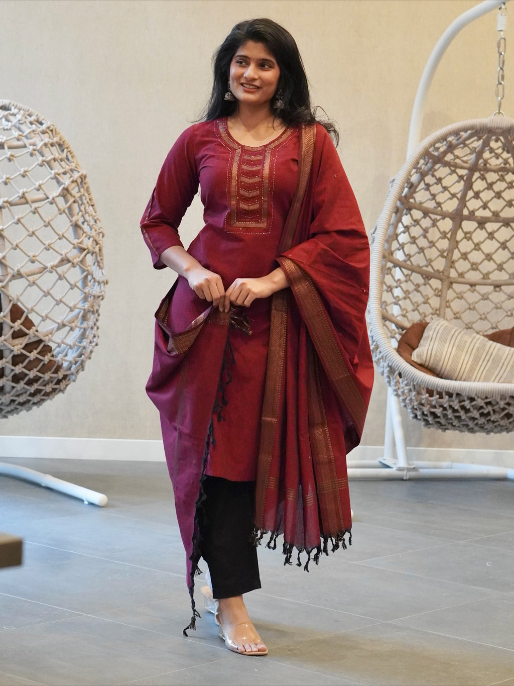 Maroon Kurta Set