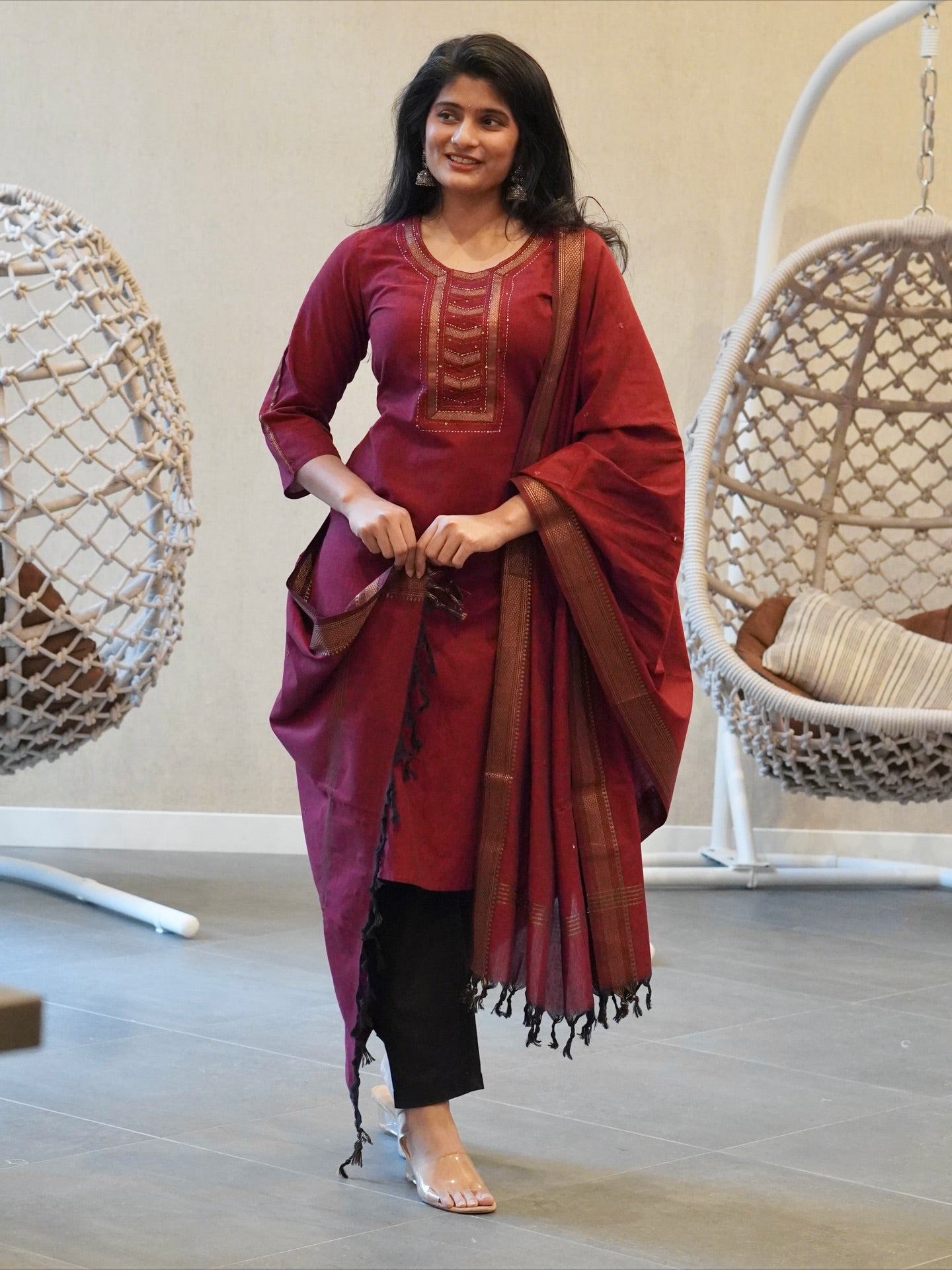 Maroon Kurta Set