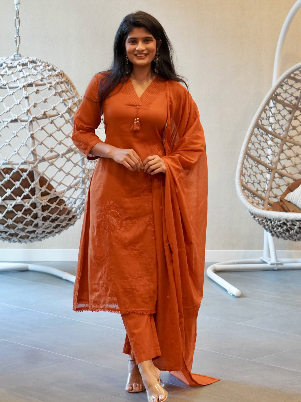 Brown/Orange Kurta Set