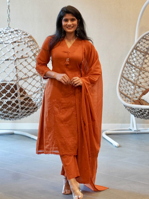 Brown/Orange Kurta Set