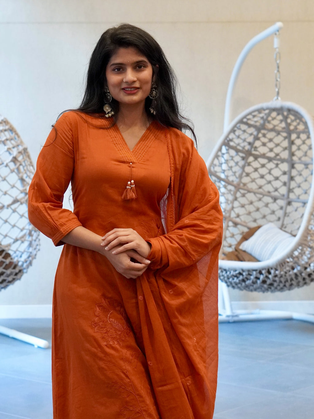 Brown/Orange Kurta Set