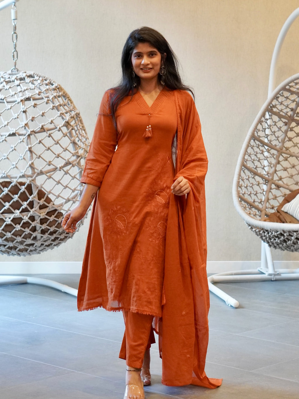 Brown/Orange Kurta Set