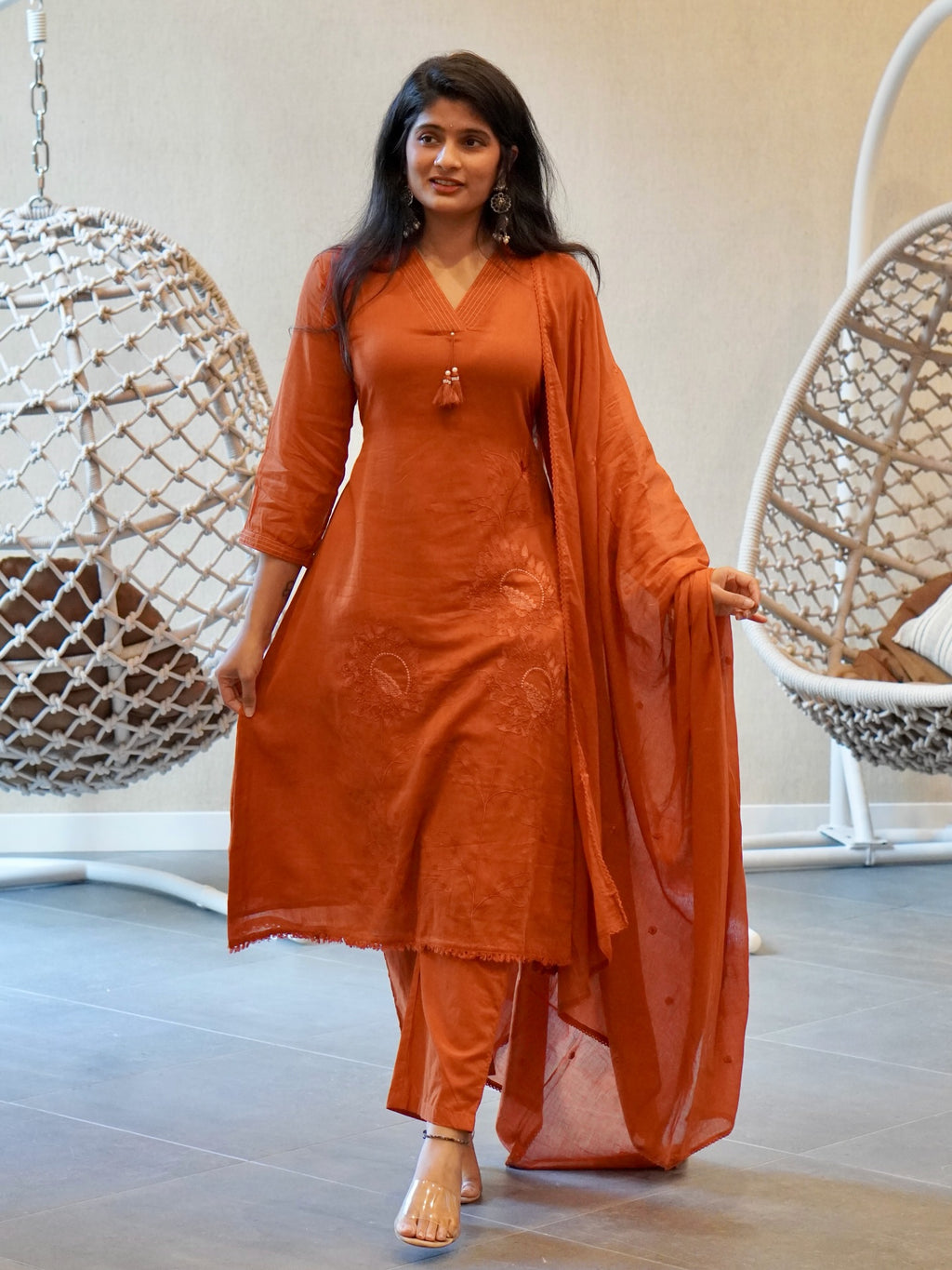 Brown/Orange Kurta Set