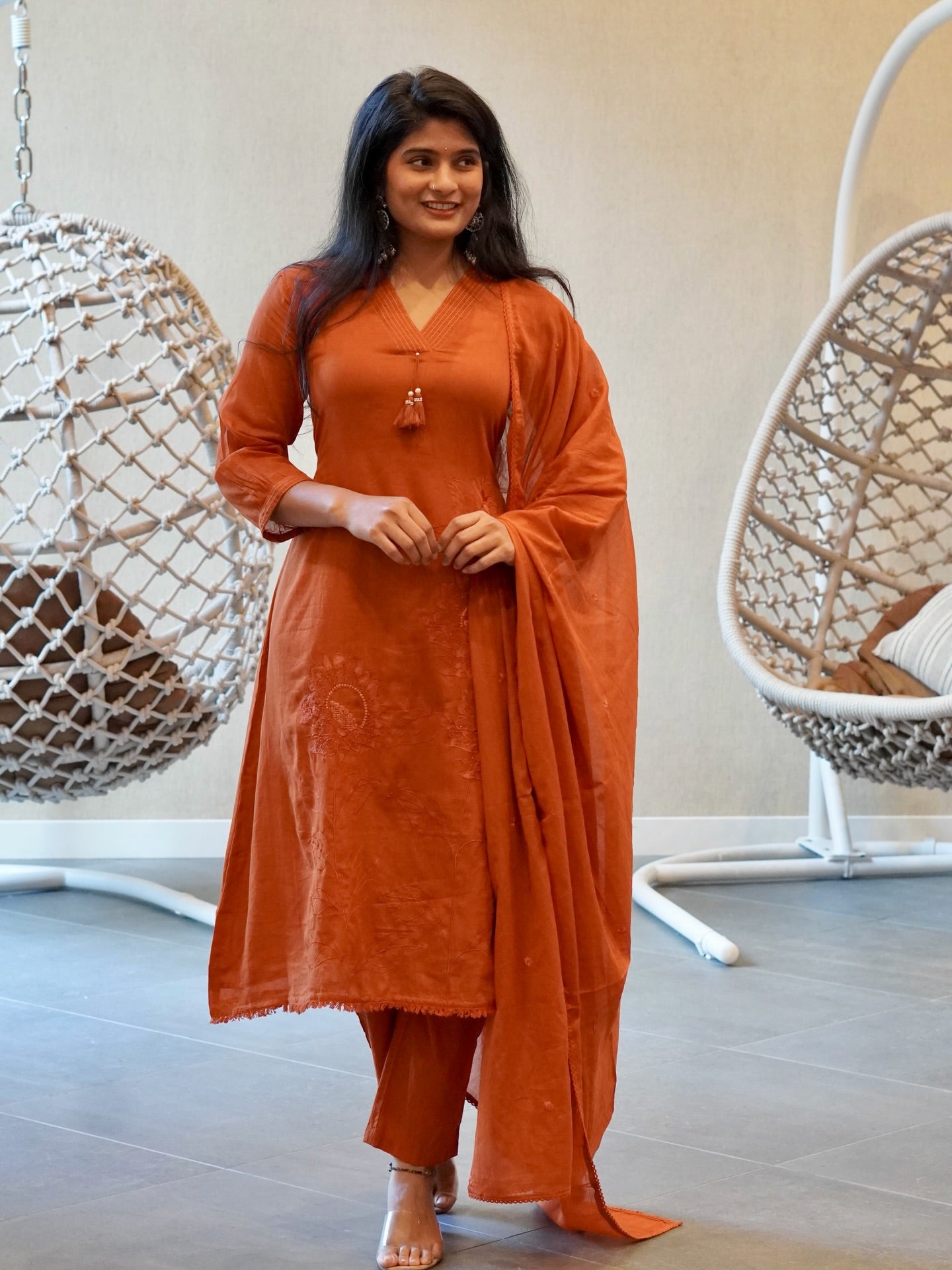 Brown/Orange Kurta Set