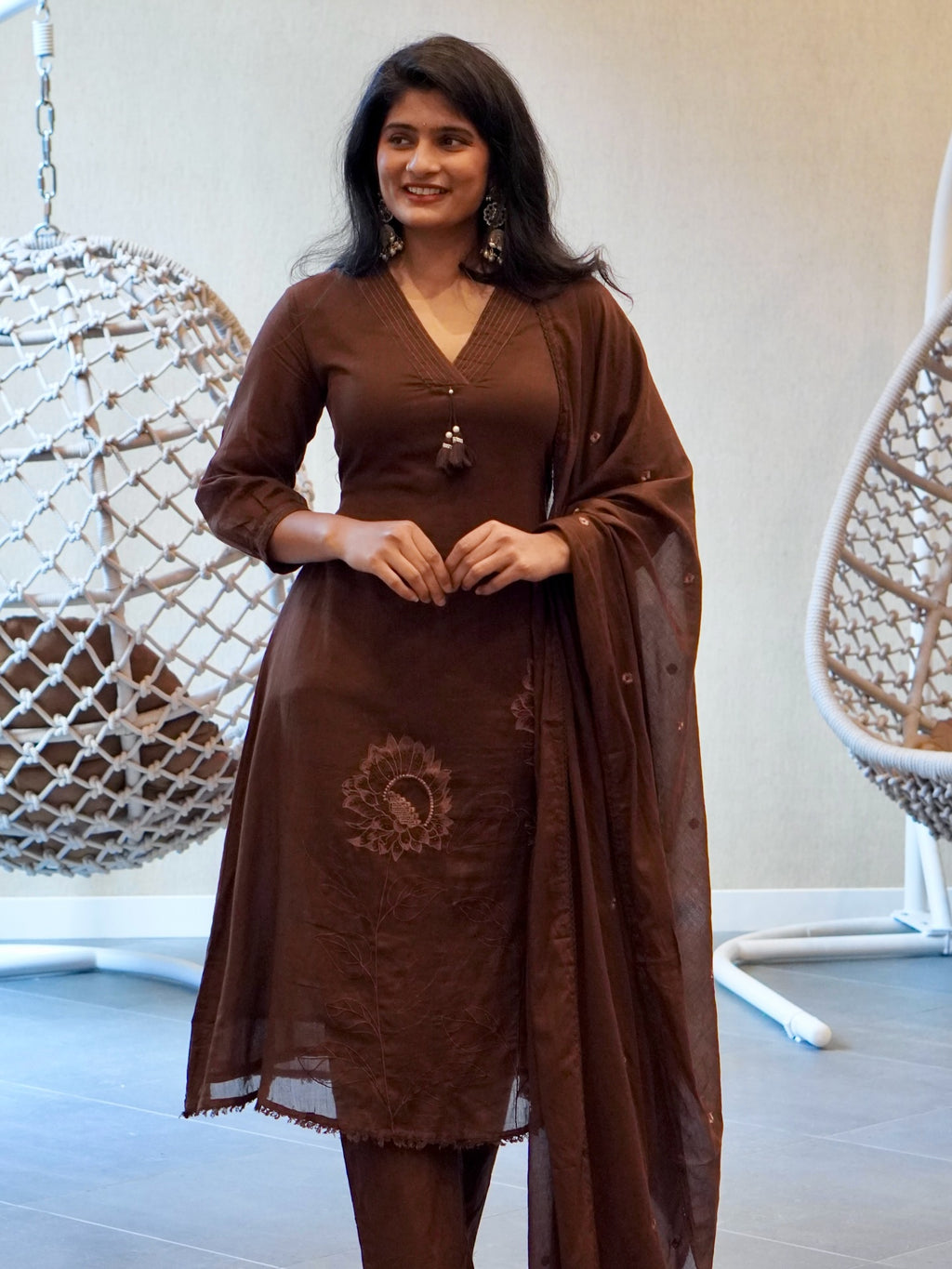 Brown/Orange Kurta Set