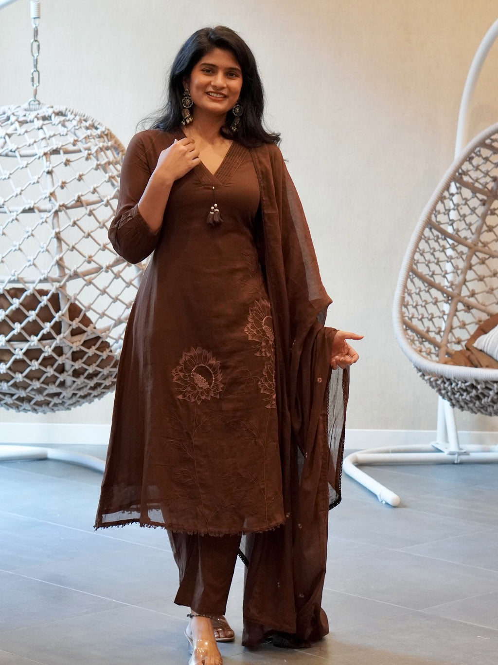 Brown/Orange Kurta Set