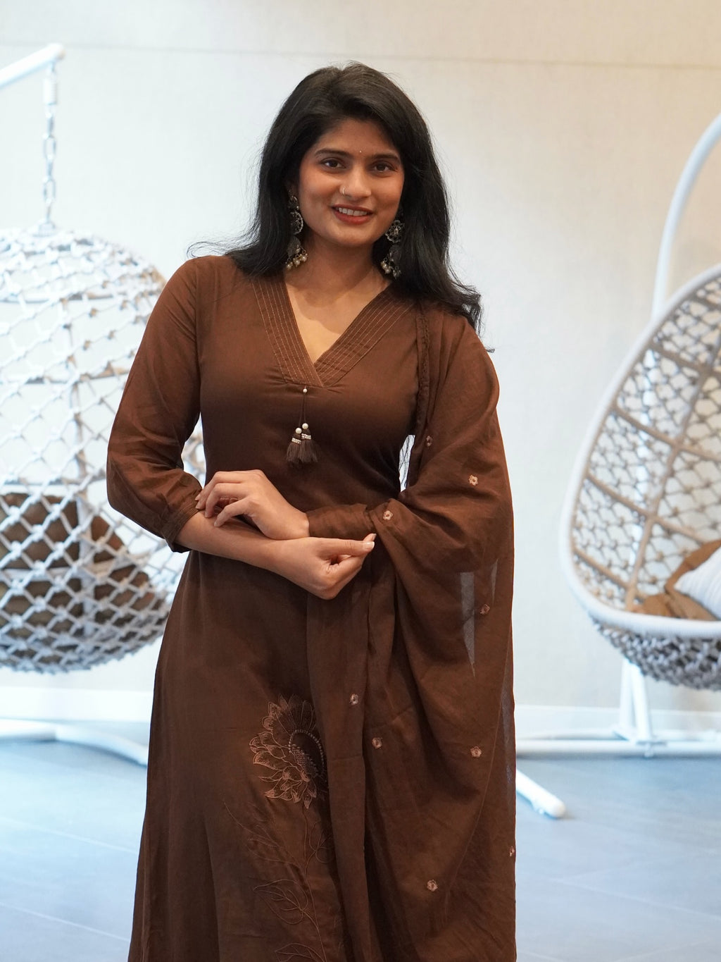 Brown/Orange Kurta Set