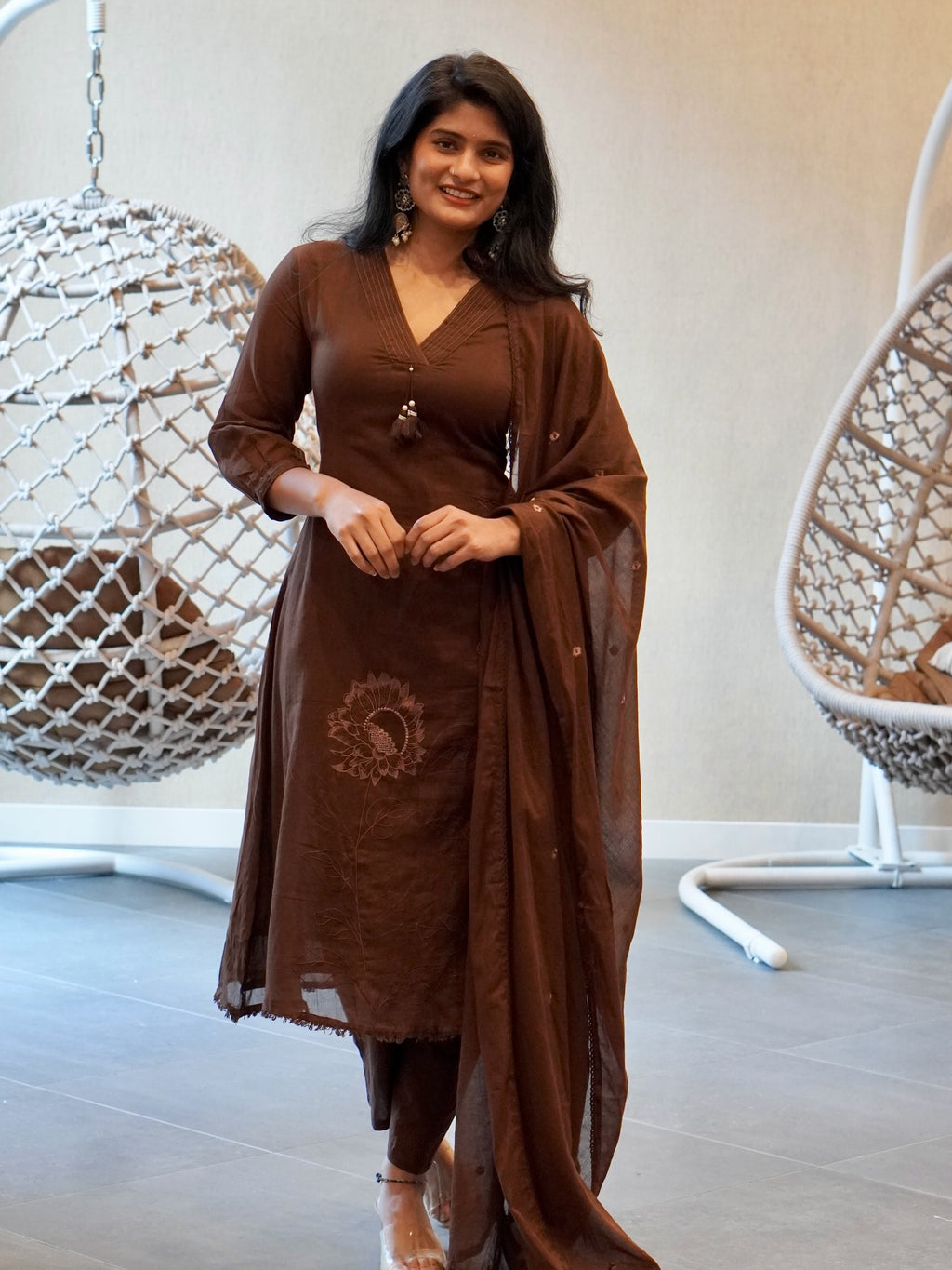Brown/Orange Kurta Set