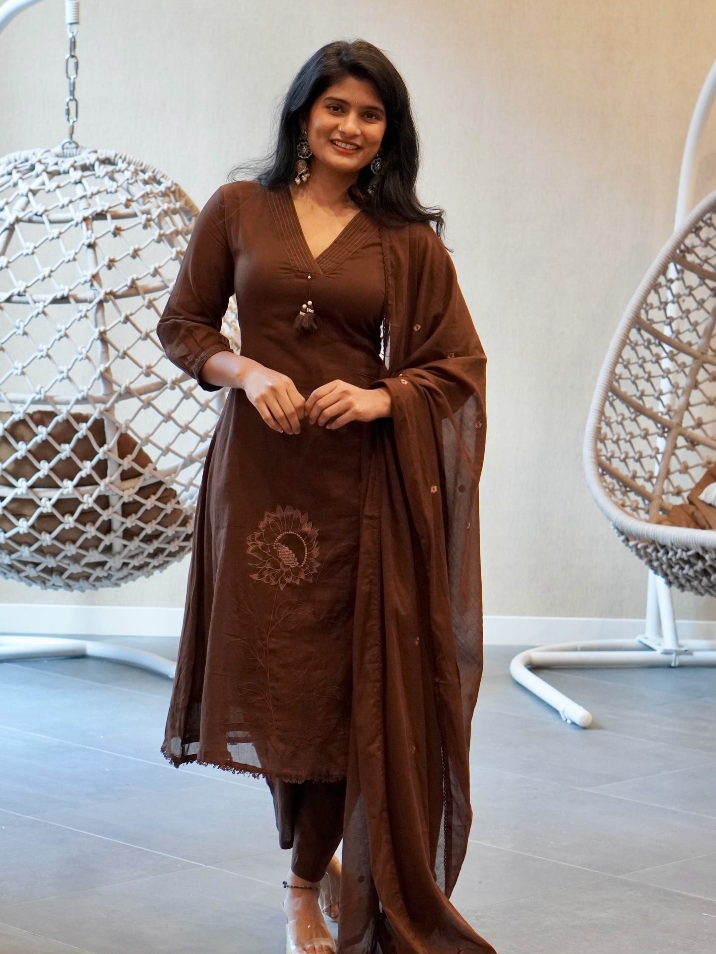 Brown/Orange Kurta Set