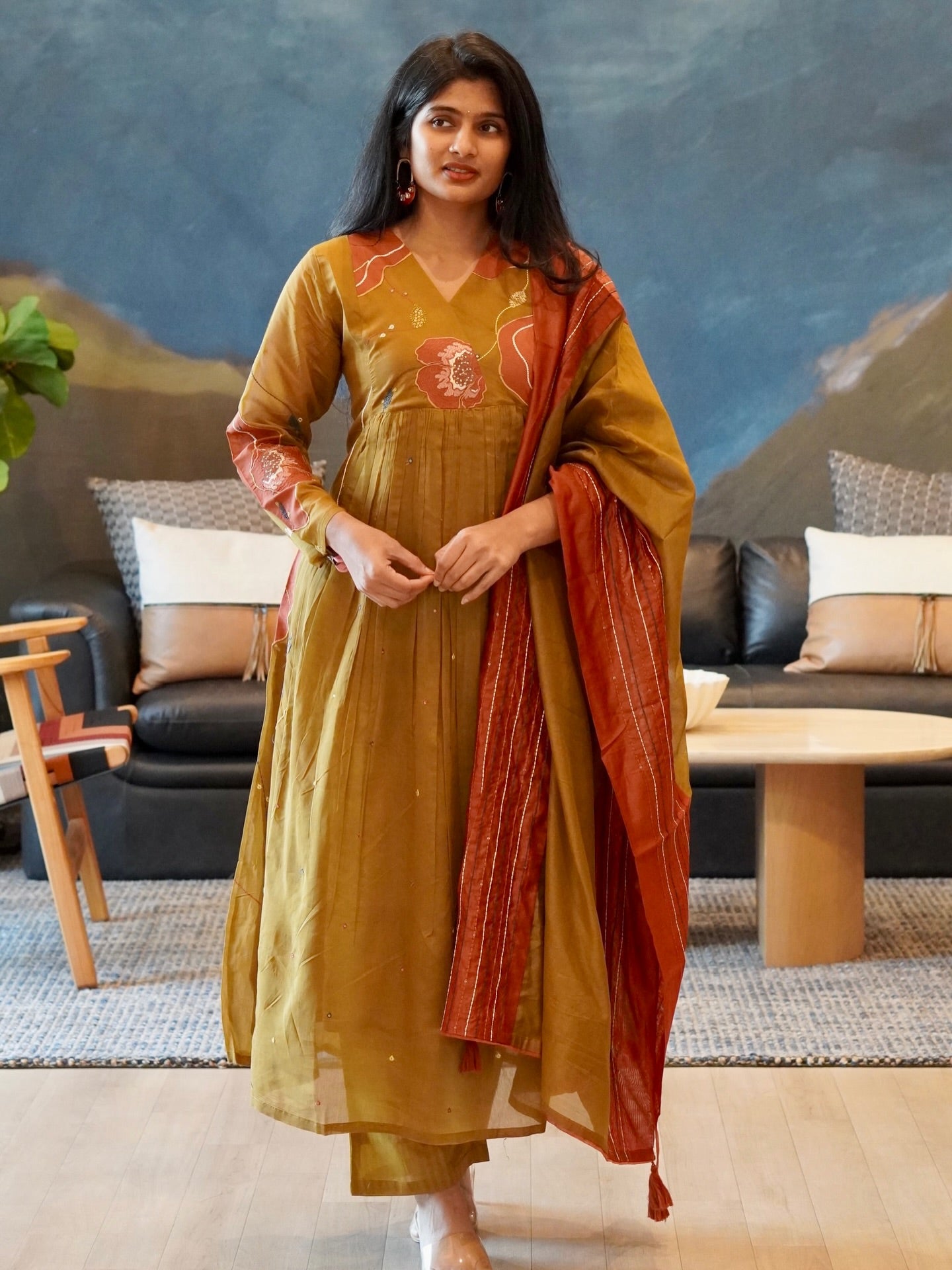 Mustard Olive Kurta Set