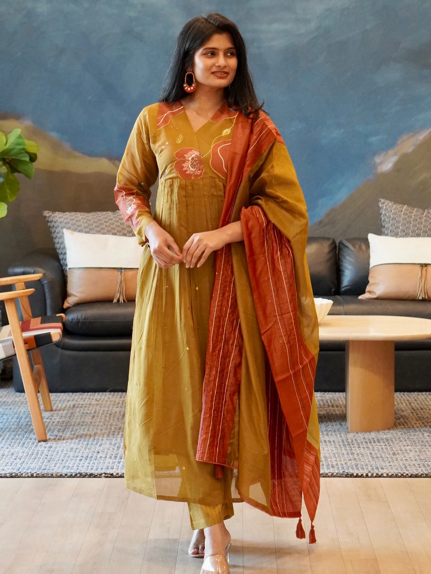 Mustard Olive Kurta Set