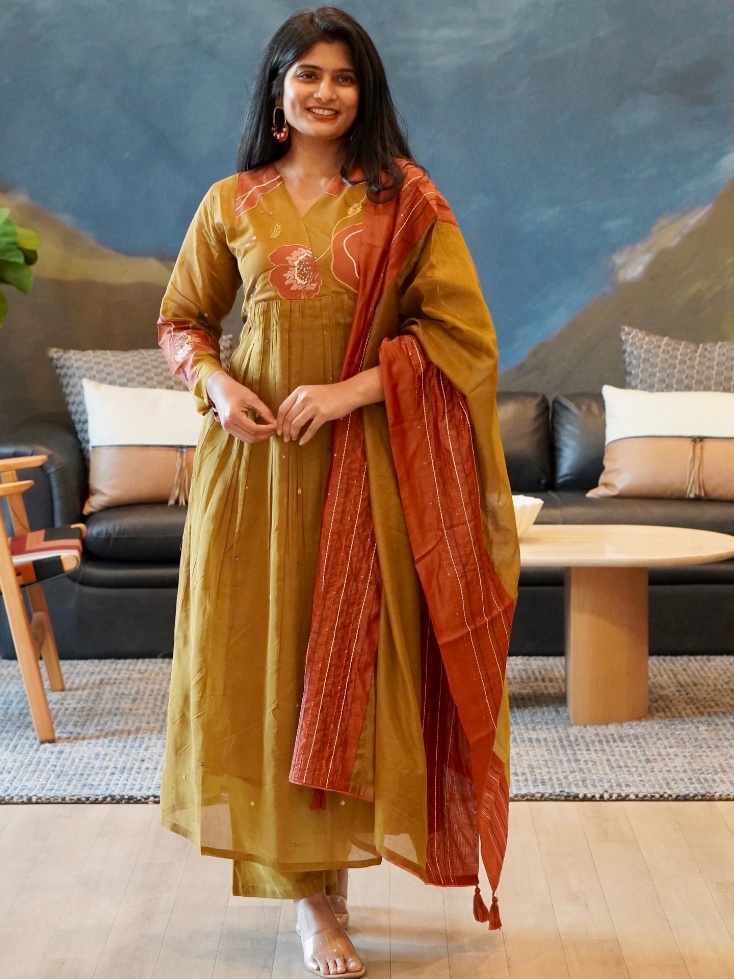Mustard Olive Kurta Set
