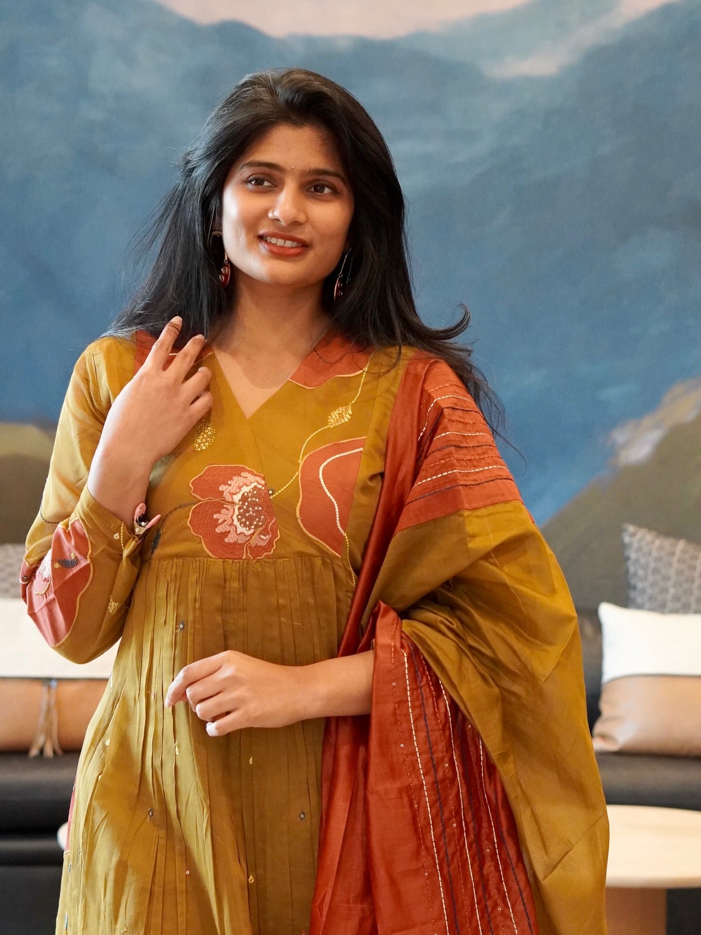 Mustard Olive Kurta Set