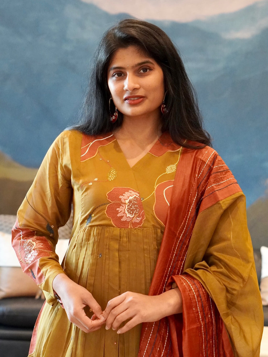 Mustard Olive Kurta Set