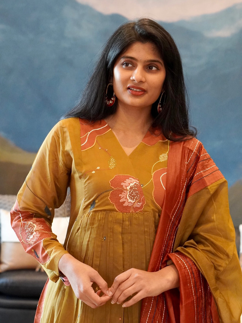 Mustard Olive Kurta Set