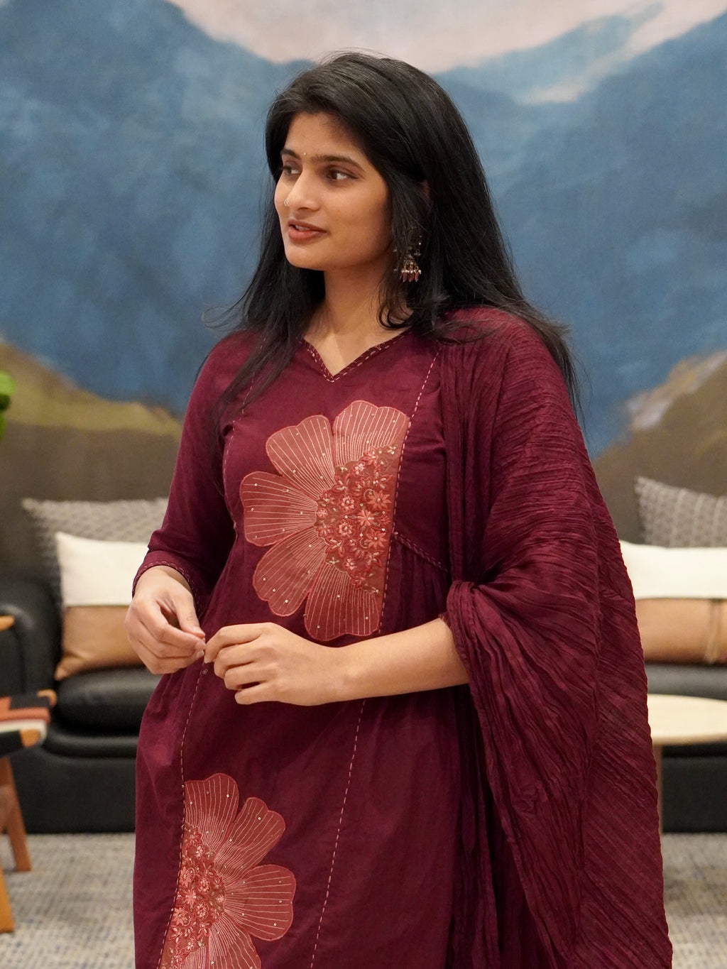 Wine Maroon Kurta Set