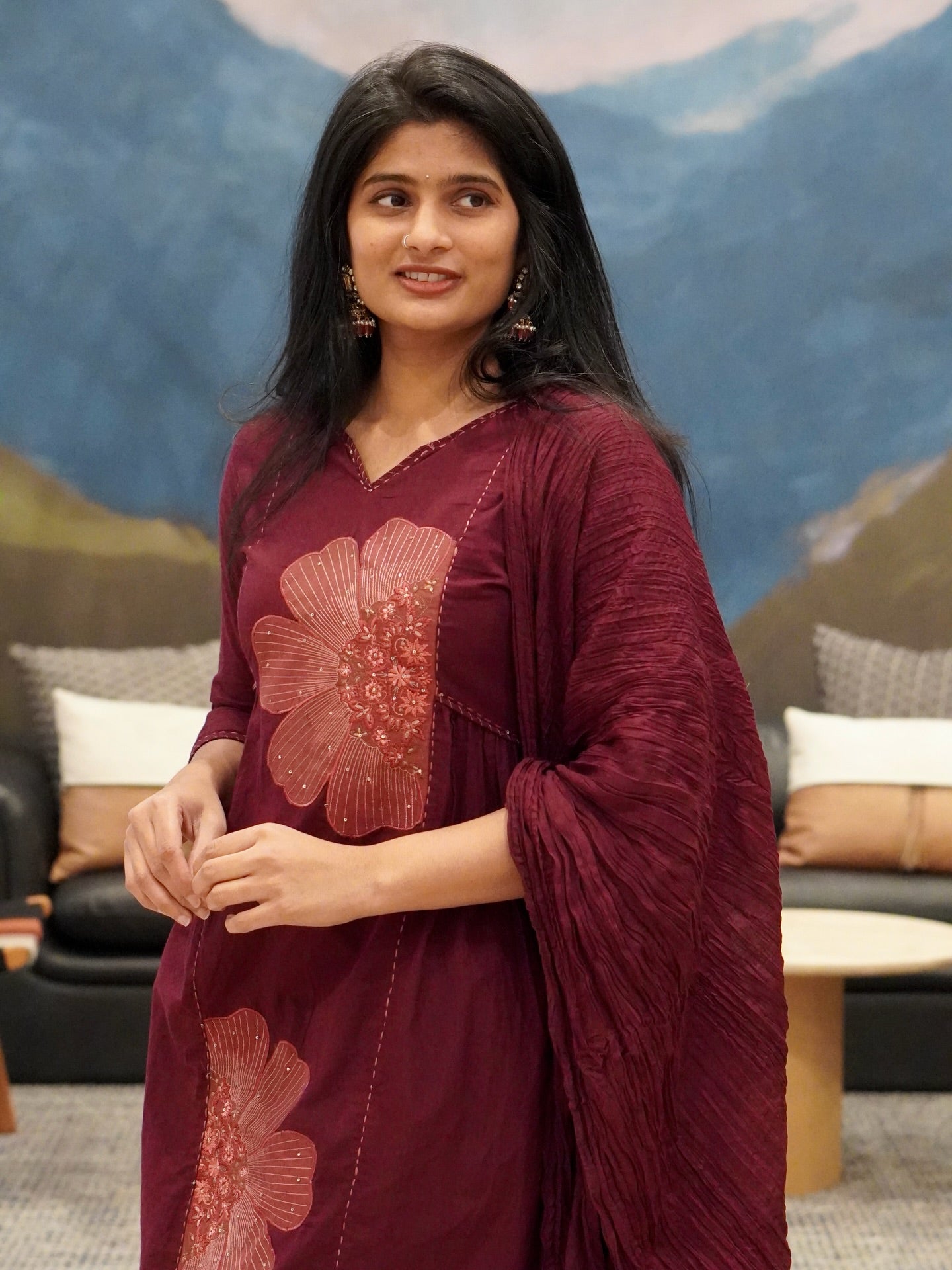 Wine Maroon Kurta Set