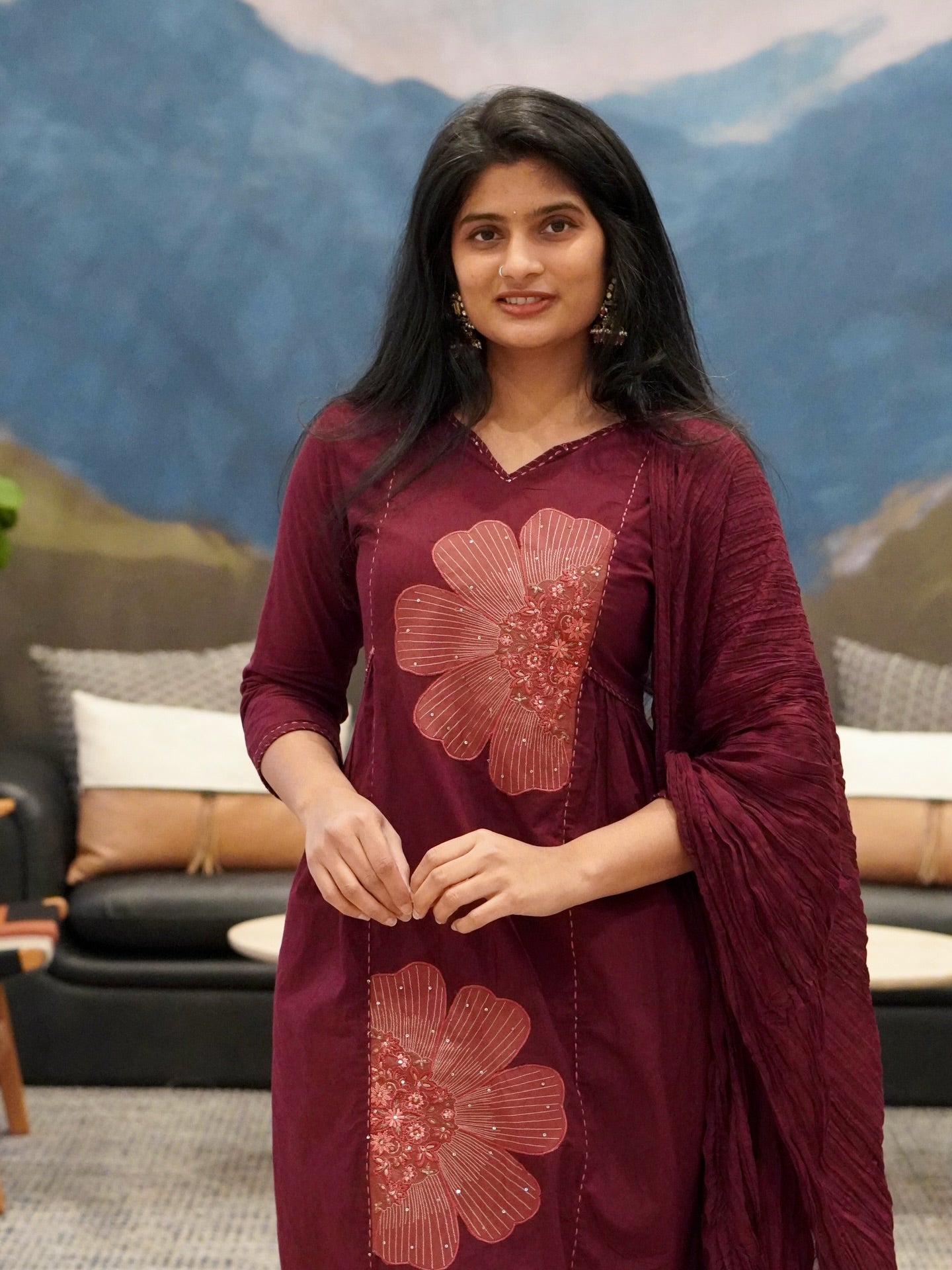 Wine Maroon Kurta Set
