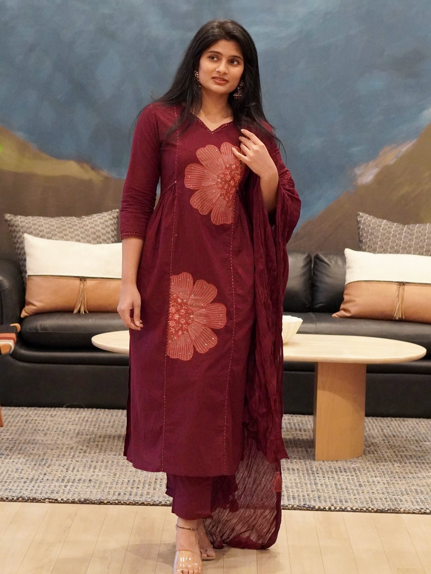 Wine Maroon Kurta Set