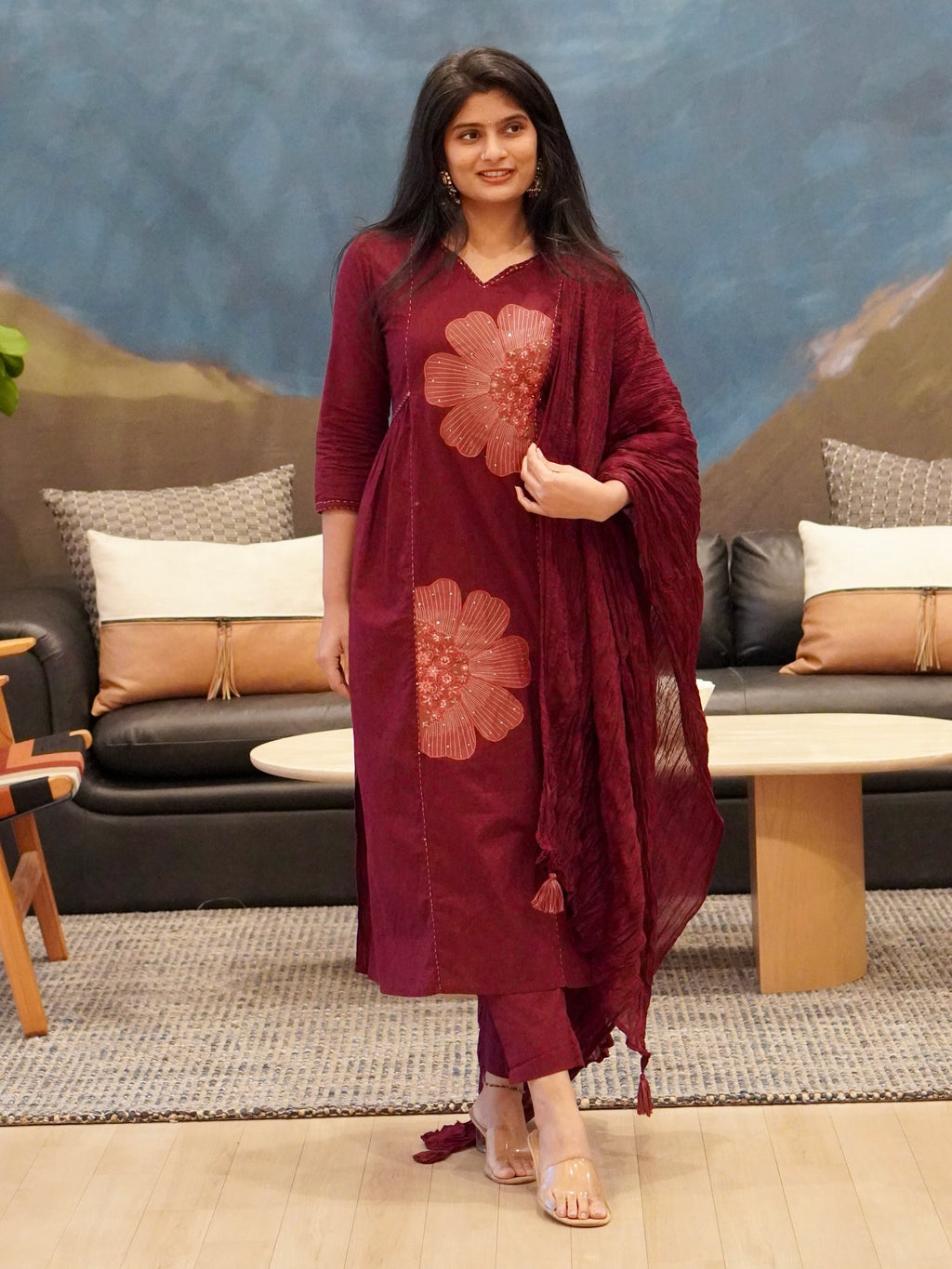 Wine Maroon Kurta Set