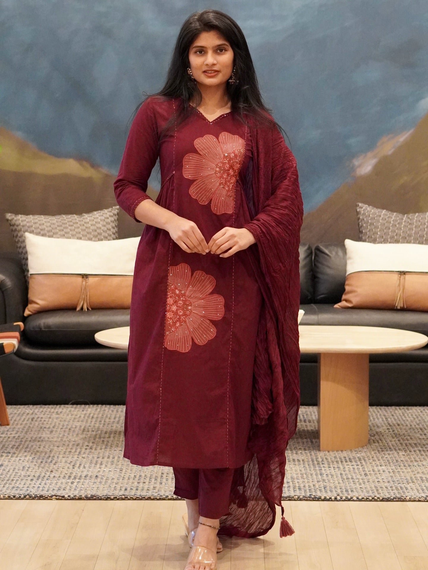 Wine Maroon Kurta Set