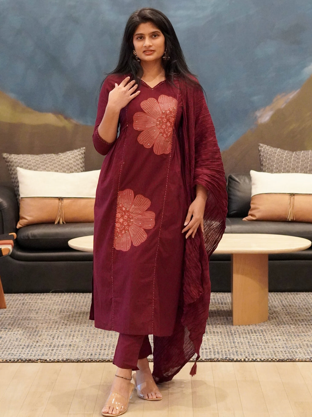 Wine Maroon Kurta Set
