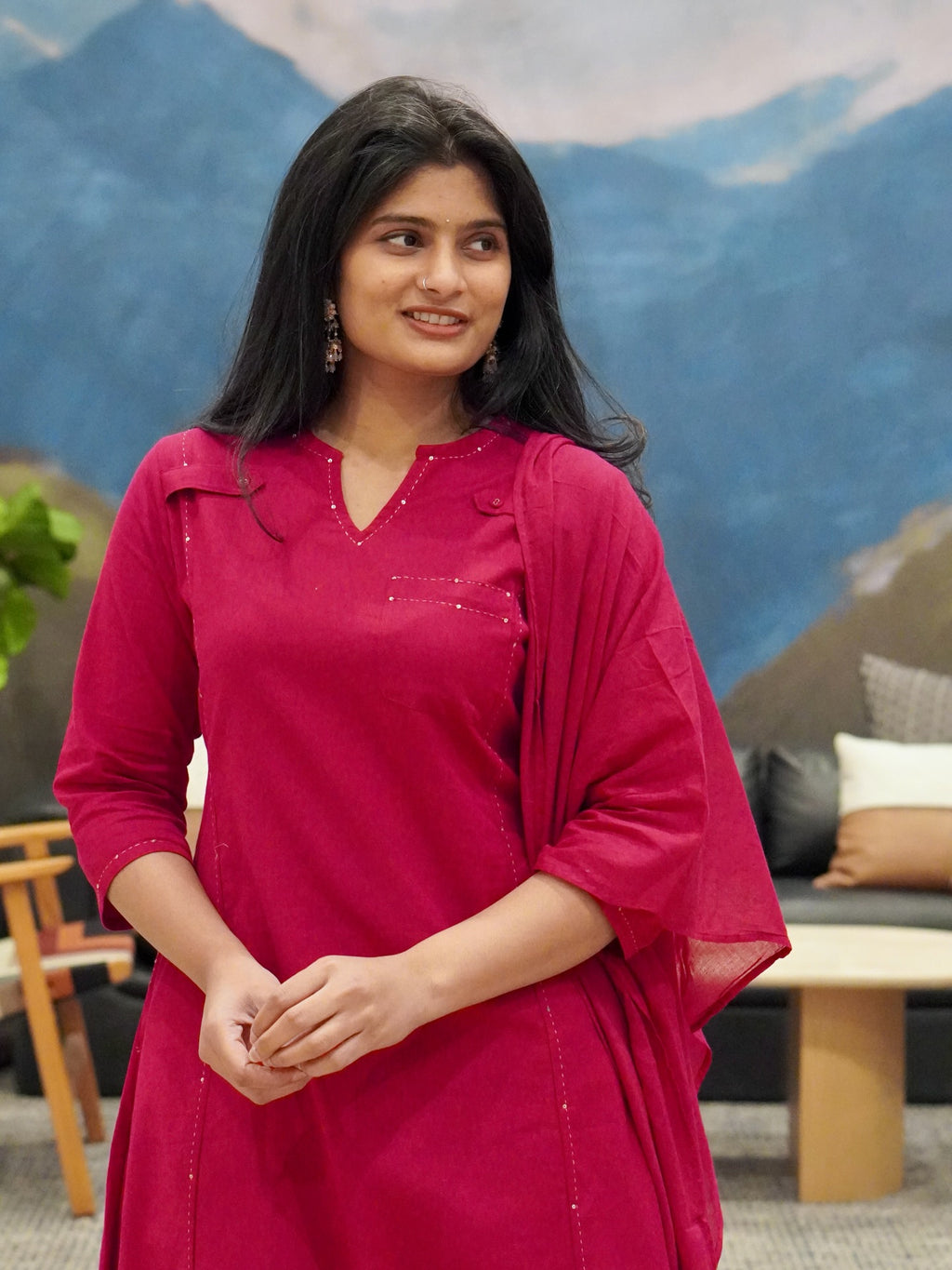 Pink Embroidered Kurta Set