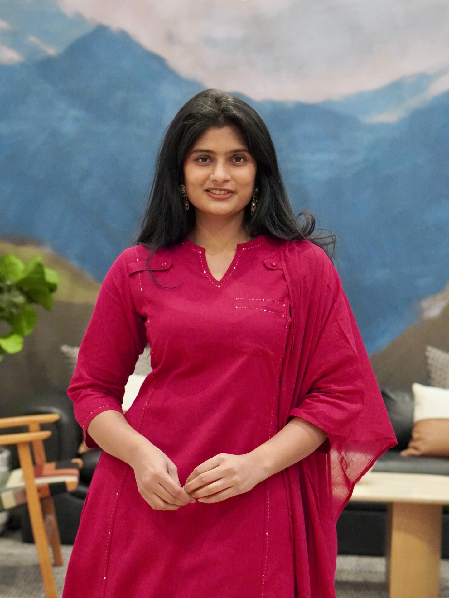 Pink Embroidered Kurta Set