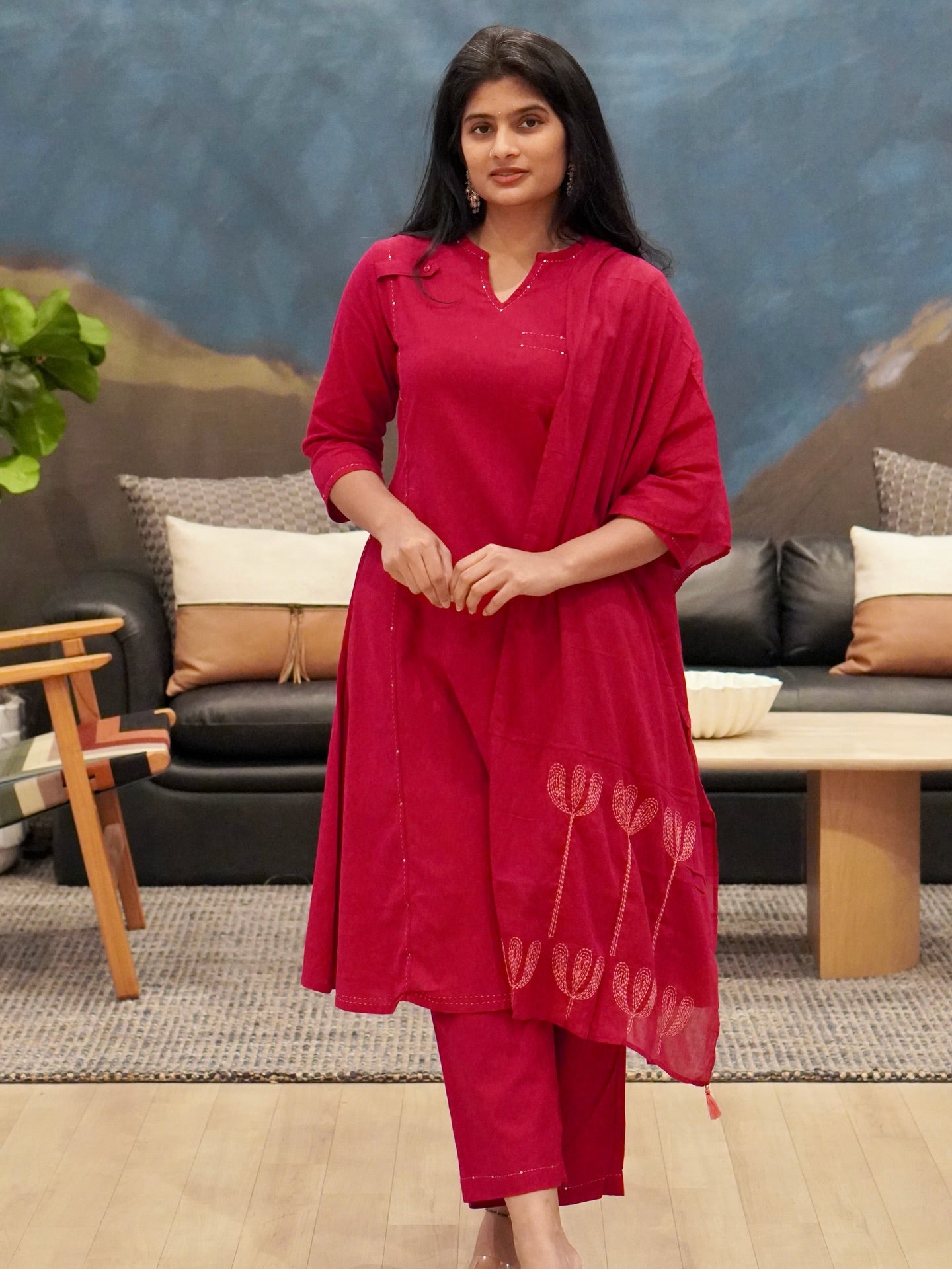 Pink Embroidered Kurta Set