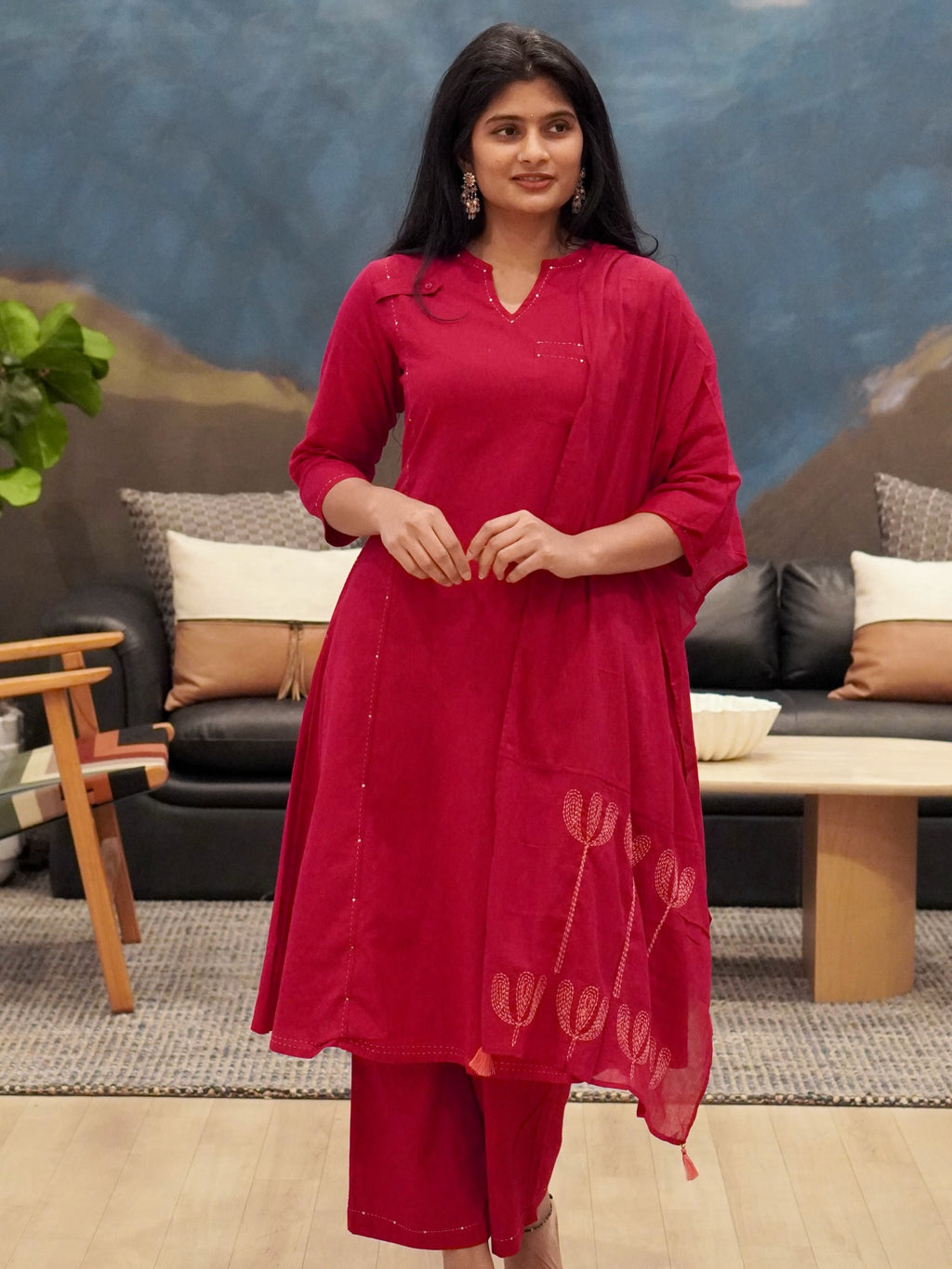Pink Embroidered Kurta Set