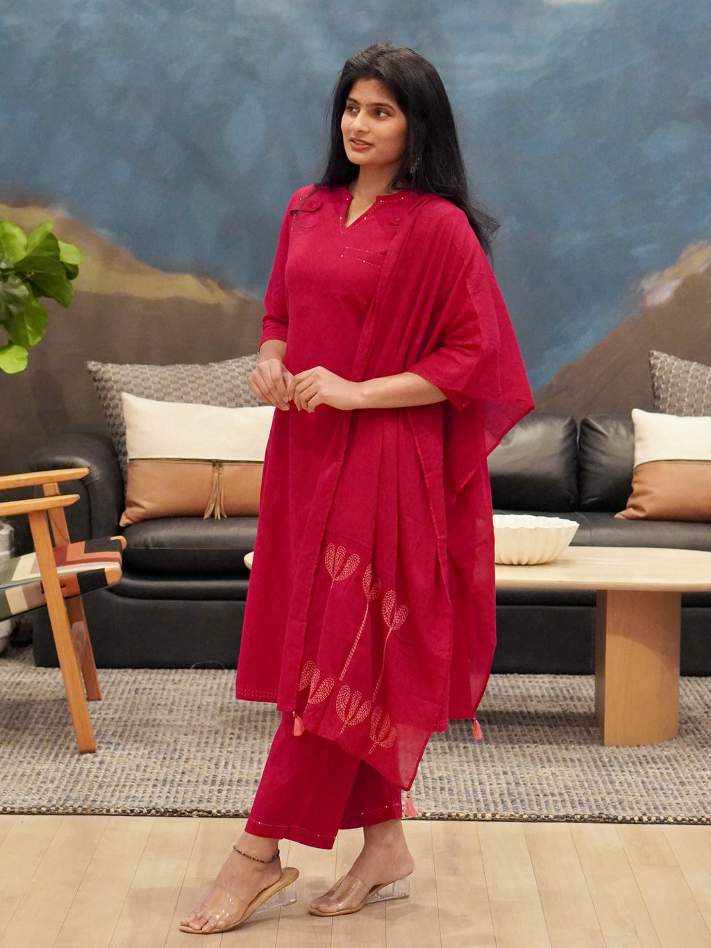 Pink Embroidered Kurta Set