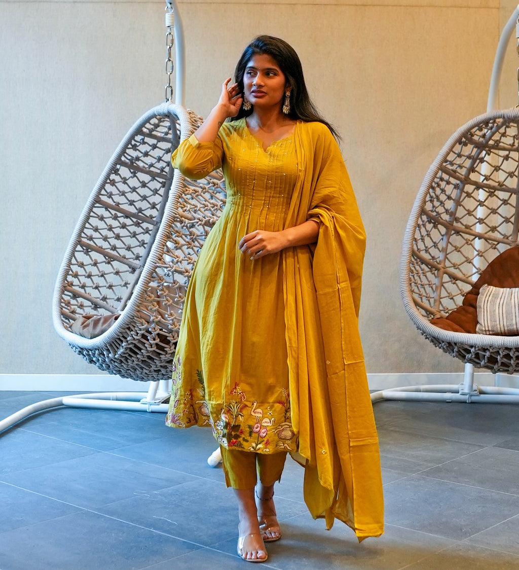 Mustard Yellow/Orange Kurta Set