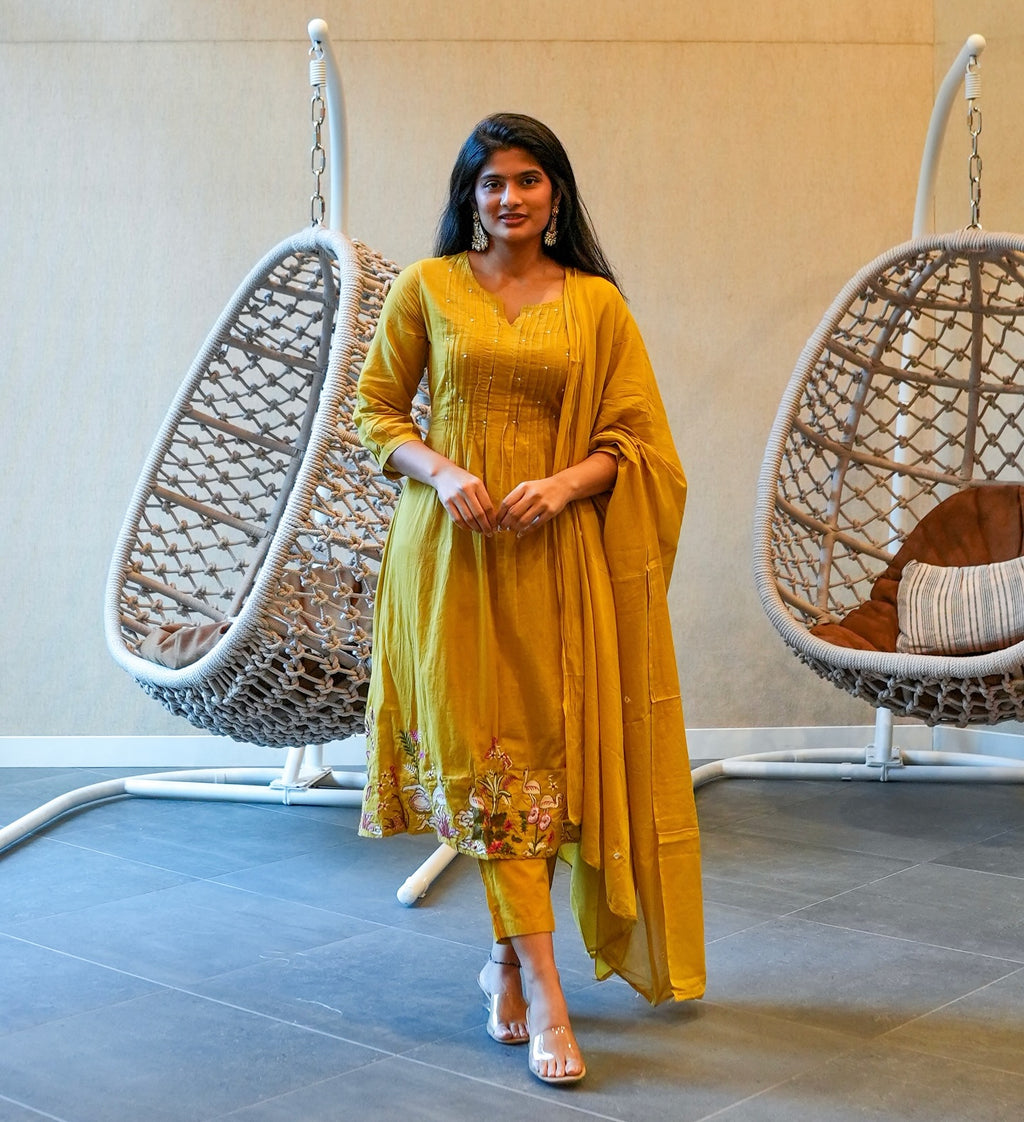 Mustard Yellow/Orange Kurta Set