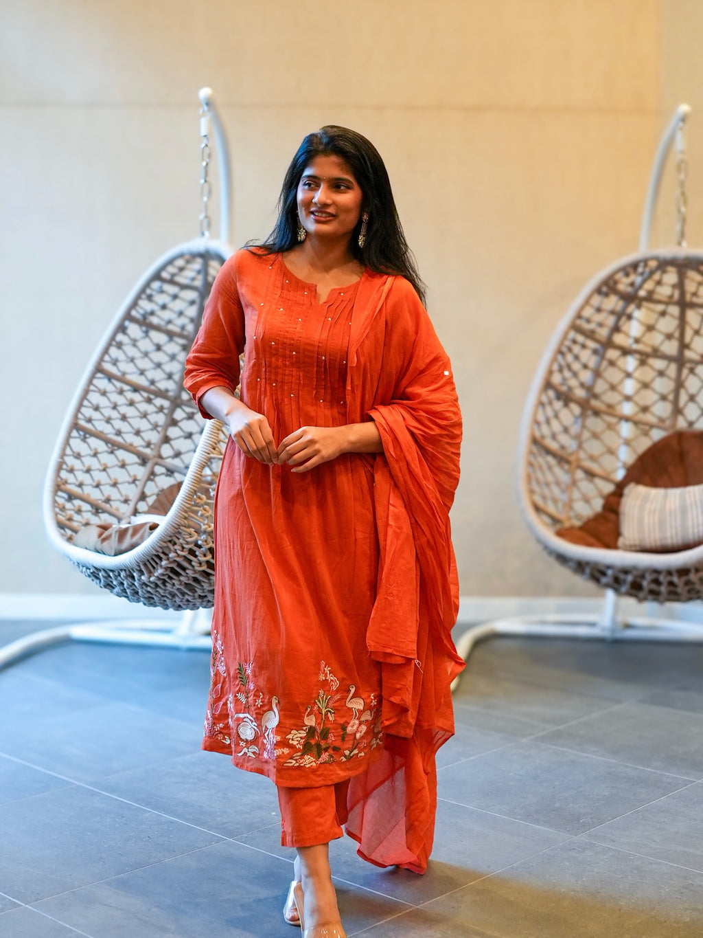 Mustard Yellow/Orange Kurta Set